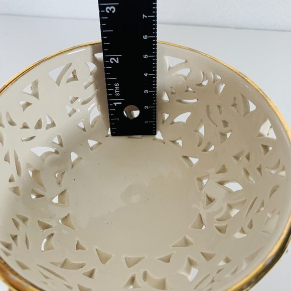 VTG MCM Italian Porcelain Compote Lid Candy Dish Nut Bowl 6” Pierced Marked #499 - Picture 10 of 12